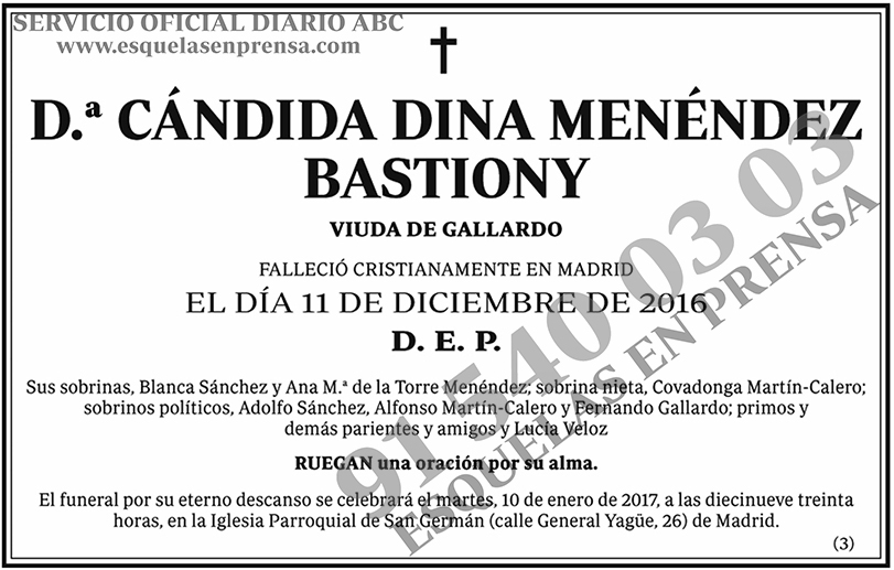 Cándida Dina Menéndez Bastiony